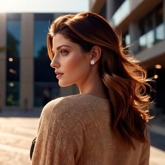 Unisex Silver Cubic Zirconia Square Round Stud Earrings - Water Resistant, 4 Pai - Picture 6 of 7